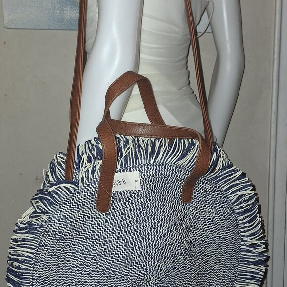 Round Straw Bags Women Rattan Handbags Handmade Woven Tote Wicker Shoul - Picture 6 of 11